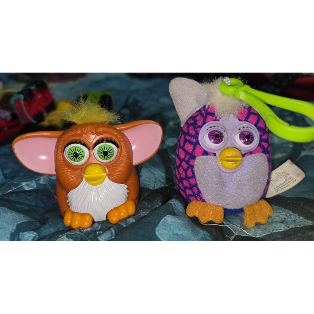 Vintage 2000 McDonald's Furby Keychain Soft Toy Plush & 1999 MCFurby Toy